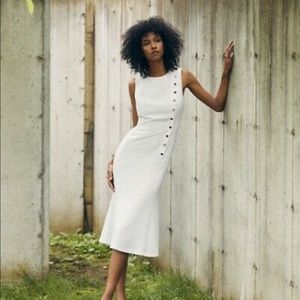 Banana Republic White Buttoned Midi Dress